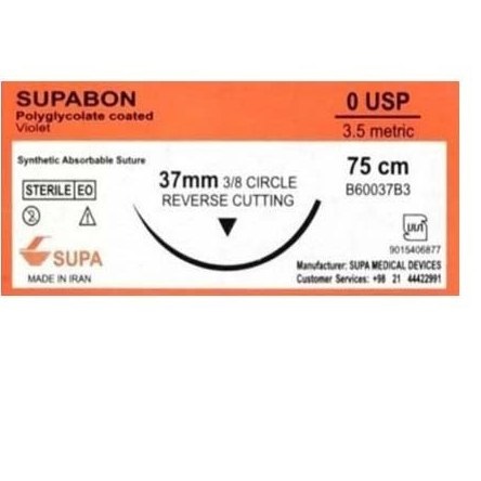 نخ بخیه ویکریل سوپا 0 (صفر) کات سوزن 37 میلی مت